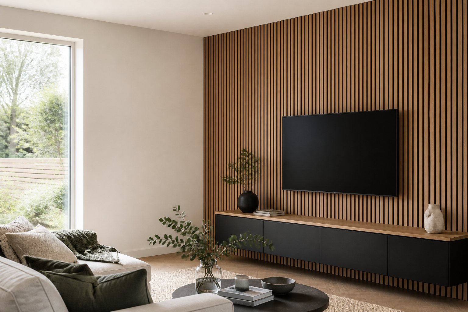 Acoustic wall panels installed in a London home interior