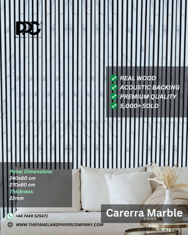 3 Sided Carerra Marble Acoustic Wall Panel