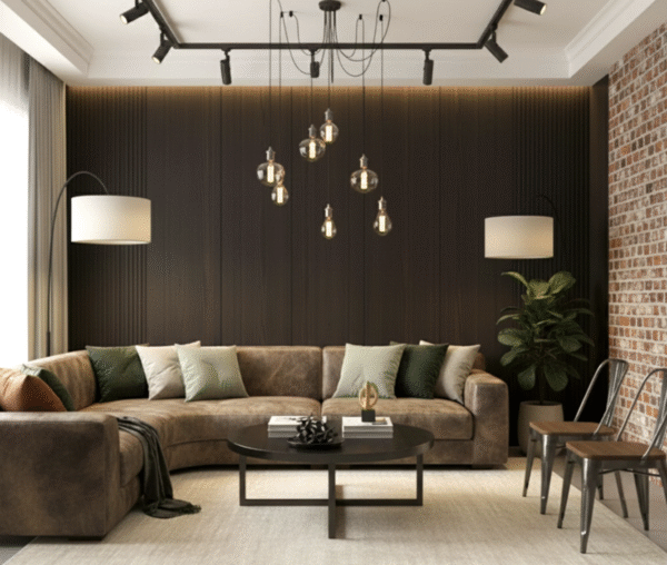 WPC 3D Wave + Flat Wall Panels With 4/10 End Trims Set - Walnut (Dark Oak)