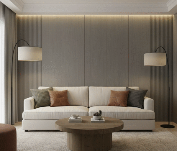 WPC 3D Wave + Flat Wall Panels With 4/10 End Trims Set - Ash Grey