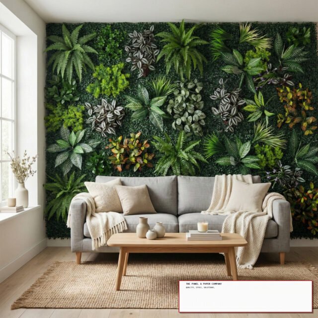 (PRE-ORDER) Riviera Wild Orchid Mixed Style Artificial Floral Green Wall Panel 100cm x 100cm (Set of 2) - The Panel & Paper Co image