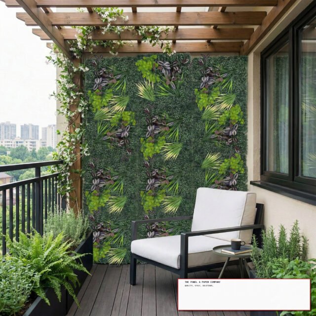 Riviera Wild Orchid Artificial Green Wall Backdrop Panel 50cm x 50cm (Set of 4) - The Panel & Paper Co image
