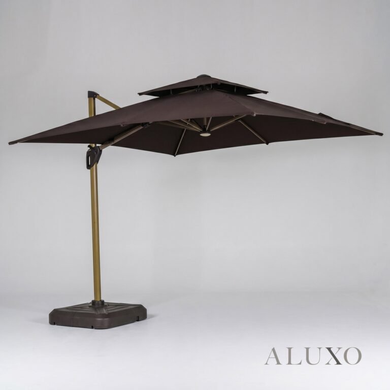 Camber 3m Square Cantilever Parasol with Solar LED Lights - Coffee Brown in Dartford: London Wall Panel Guide in a UK interior