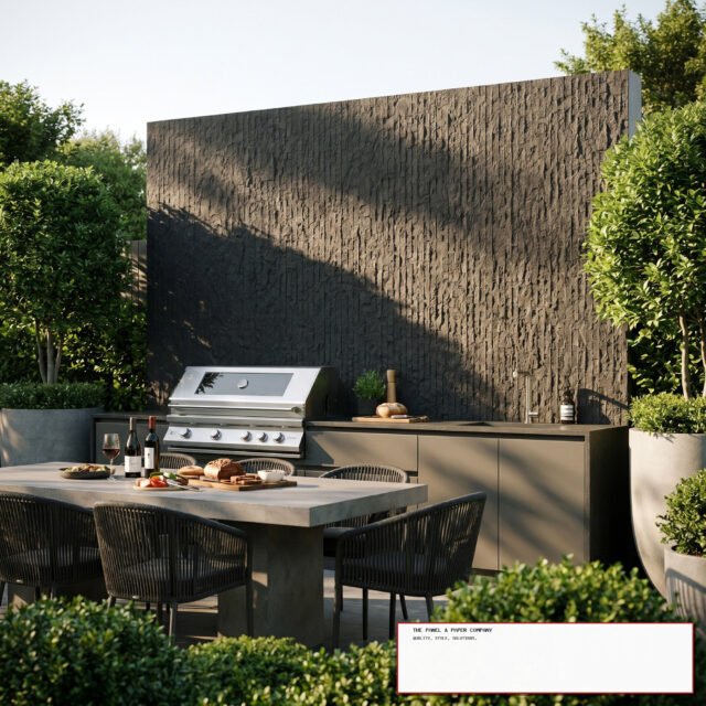 Outdoor Black Chiseled MCM Flexible Stone | 120x60cm Weather-Proof Exterior Panel (Set of 4) - The Panel & Paper Co image