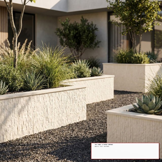 Outdoor Off White Chiseled MCM Flexible Stone | 120x60cm Weather-Proof Exterior Panel (Set of 4) - The Panel & Paper Co image