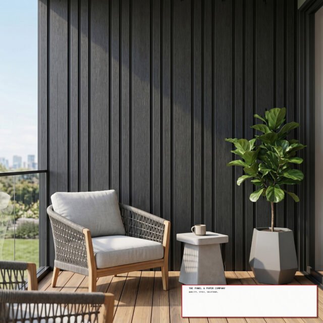 Exterior Wall Panel Composite Cladding 86mm Wide Slat - Black Oak | 180cm / 290cm (Set of 4) - The Panel & Paper Co image