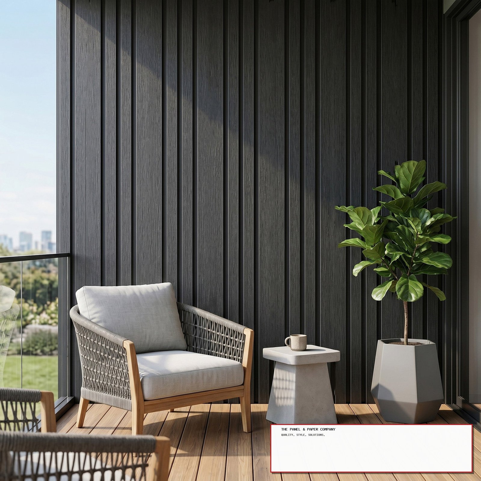 Exterior Wall Panel Composite Cladding 86mm Wide Slat - Black Oak | 180cm / 290cm (Set of 4) - The Panel & Paper Co image