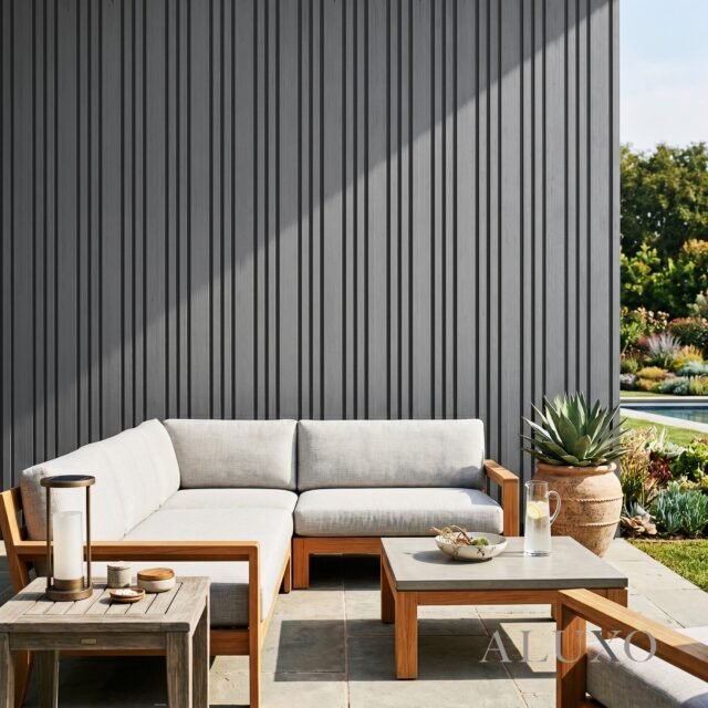 Exterior Wall Panel Composite Cladding 86mm Wide Slat - Grey Oak | 180cm / 290cm (Set of 4) - The Panel & Paper Co image