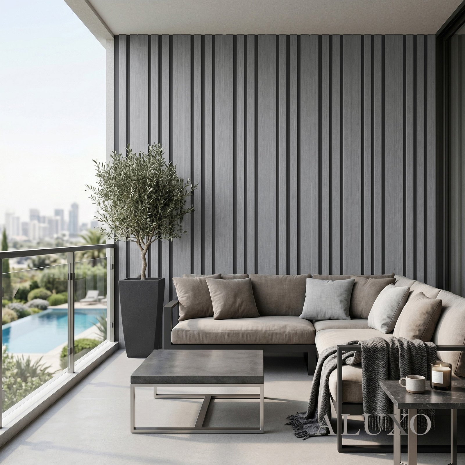 Exterior Wall Panel Composite Cladding 86mm Wide Slat - Grey Oak | 180cm / 290cm (Set of 4) - The Panel & Paper Co image