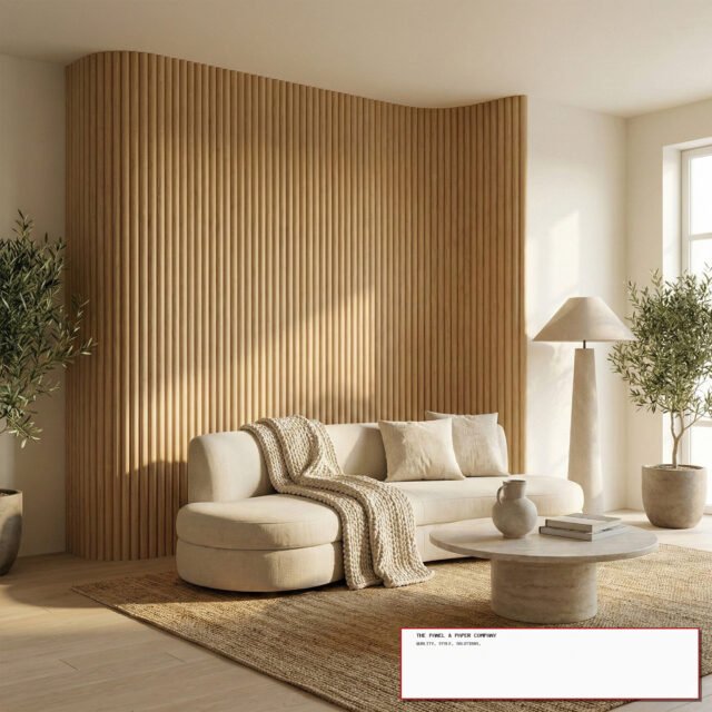 Flexible Oak Fluted Wall Panel | Premium Wood Slats 240cm x 60cm (Set of 2) - The Panel & Paper Co image