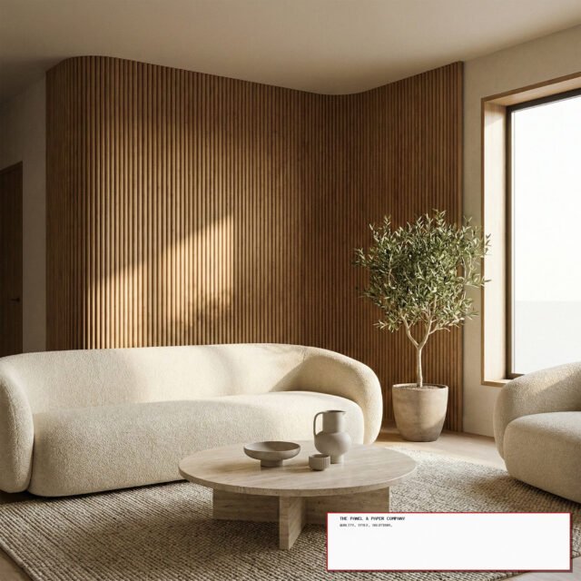 Flexible Walnut Fluted Wall Panel | Premium Wood Slats 240cm x 60cm (Set of 2) - The Panel & Paper Co image