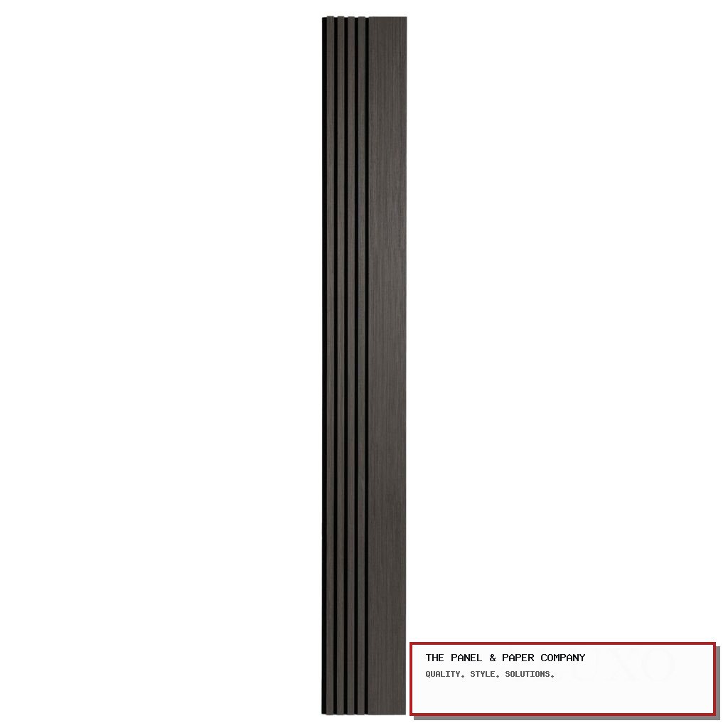 Premium Wide Random Rhythmic Slat Black Oak Wall Panels in Wembley: London Wall Panel Guide in a UK interior