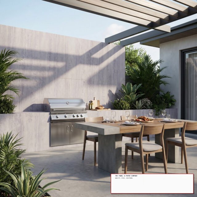 Outdoor Light Grey Travertine MCM Flexible Stone | 120x60cm Weather-Proof Exterior Panel (Set of 4) - The Panel & Paper Co image