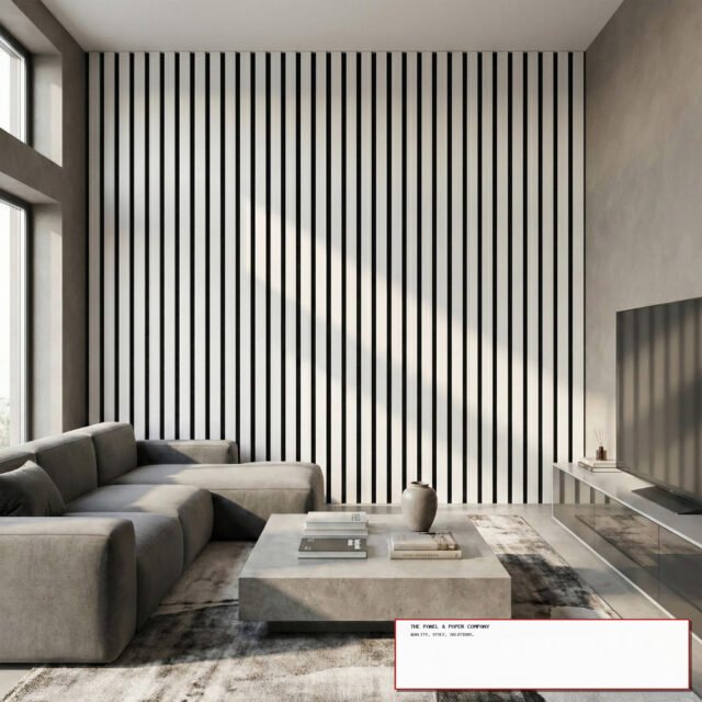 Premium Wide Dove Grey Coloured Wall Panel | 3-Sided Wrap Design 240cm x 30cm (Set of 2) - The Panel & Paper Co image