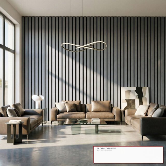 Premium Wide Grey Coloured Wall Panel | 3-Sided Wrap Design 240cm x 30cm (Set of 2) - The Panel & Paper Co image