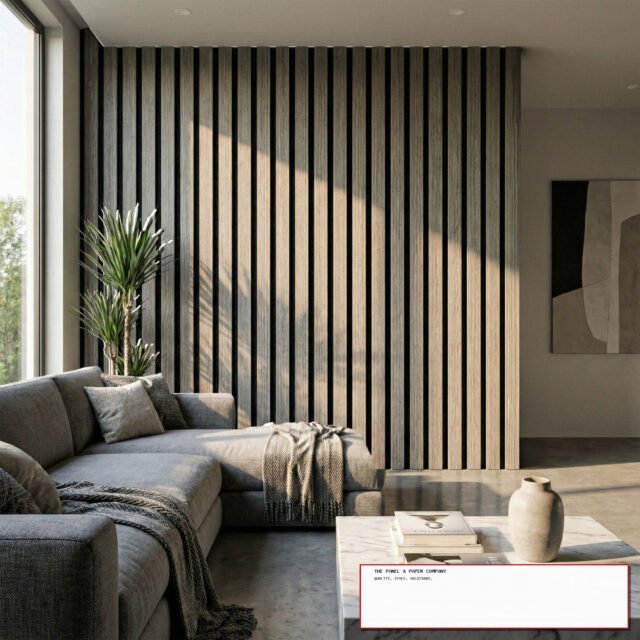 Premium Wide 3-Sided Wood Veneer Grey Oak Wall Panels - 240cm x 30cm (Set of 2) - The Panel & Paper Co image