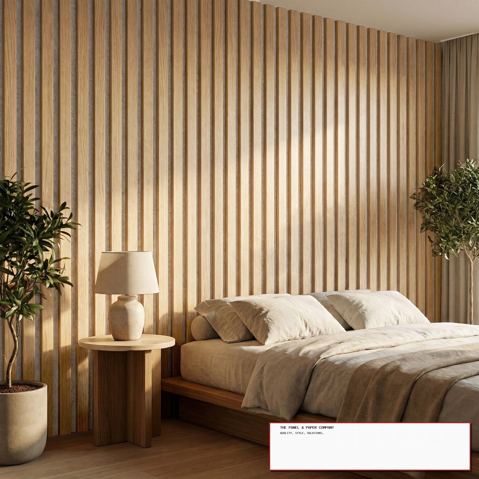 Premium Wide 3-Sided Wood Veneer Oak Wall Panels | Grey Felt Backing - 240cm x 30cm (Set of 2) - The Panel & Paper Co image