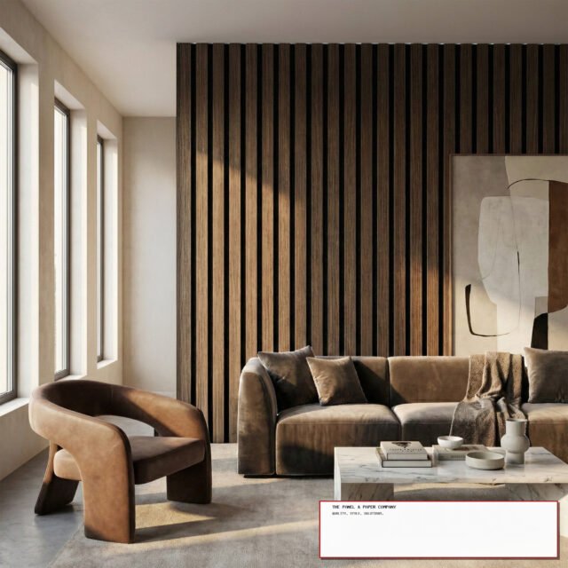 Premium Wide 3-Sided Wood Veneer Smoked Oak Wall Panels - 240cm x 30cm (Set of 2) - The Panel & Paper Co image