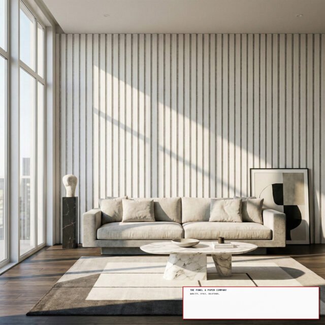 Premium Wide White Coloured Wall Panel | White Felt Backing 240cm x 30cm (Set of 2) - The Panel & Paper Co image