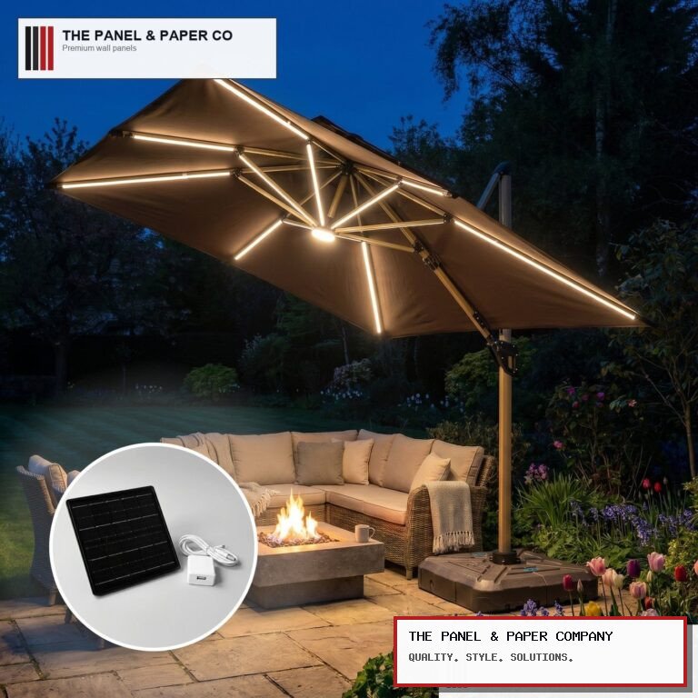 Garden 3m Square Cantilever Parasol with Solar LED Lights - Coffee Brown in Woodford: London Area Guide in a UK interior