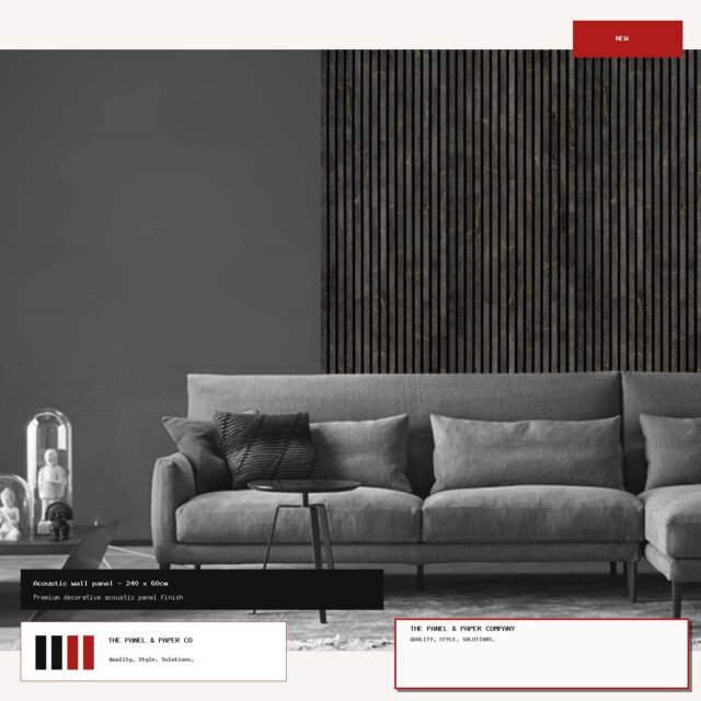 Gold and Black Marble Acoustic Wall Panel - 240 x 60cm - The Panel & Paper Co image 1