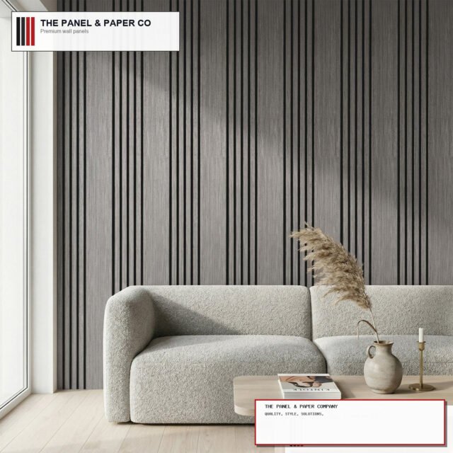 Signature Rhythmic Wide Slat Grey Oak Wall Panels - 240cm x 30cm (Set of 2) - The Panel & Paper Company