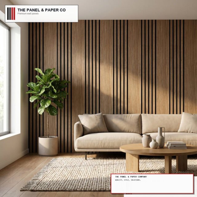Signature Rhythmic Wide Slat Walnut Wall Panels - 240cm x 30cm (Set of 2) - The Panel & Paper Company