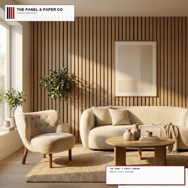 Signature Wide Slat 3-Sided Wood Veneer Oak Wall Panels - 240cm x 30cm (Set of 2) - The Panel & Paper Company