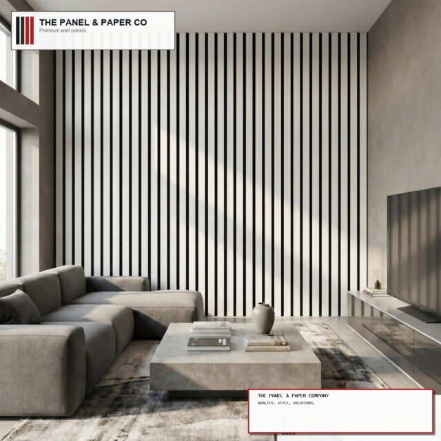Signature Wide Slat Dove Grey Coloured Wall Panel - 3-Sided Wrap Design 240cm x 30cm (Set of 2) - The Panel & Paper Company