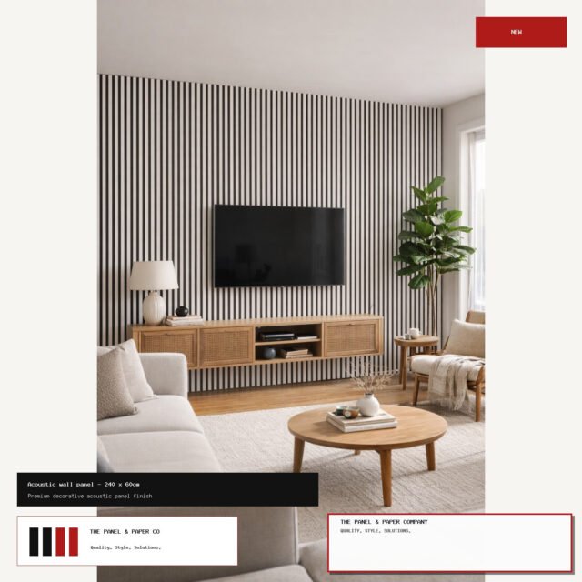 White Acoustic Wall Panel - 240 x 60cm - The Panel & Paper Co image 1