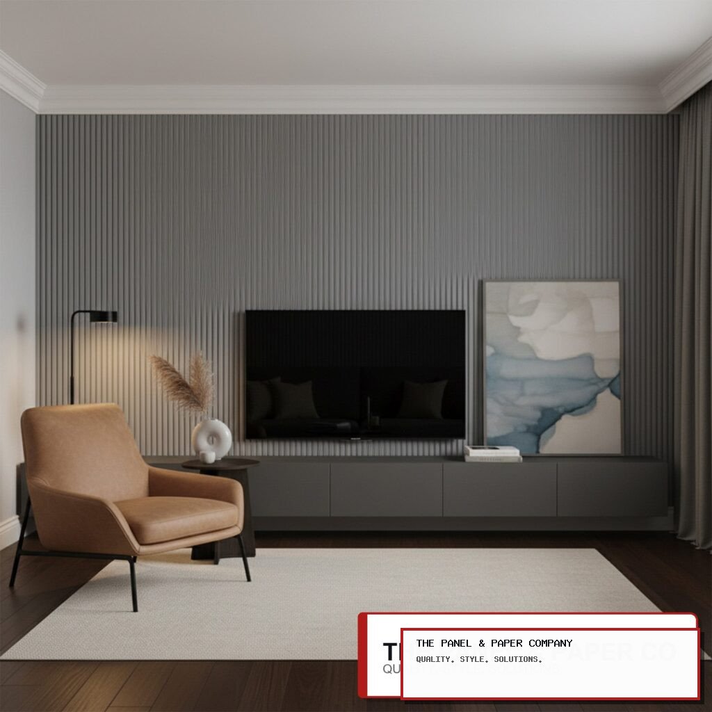 WPC 3D Fluted Panels - Matte Grey in London: London Area Guide in a UK interior