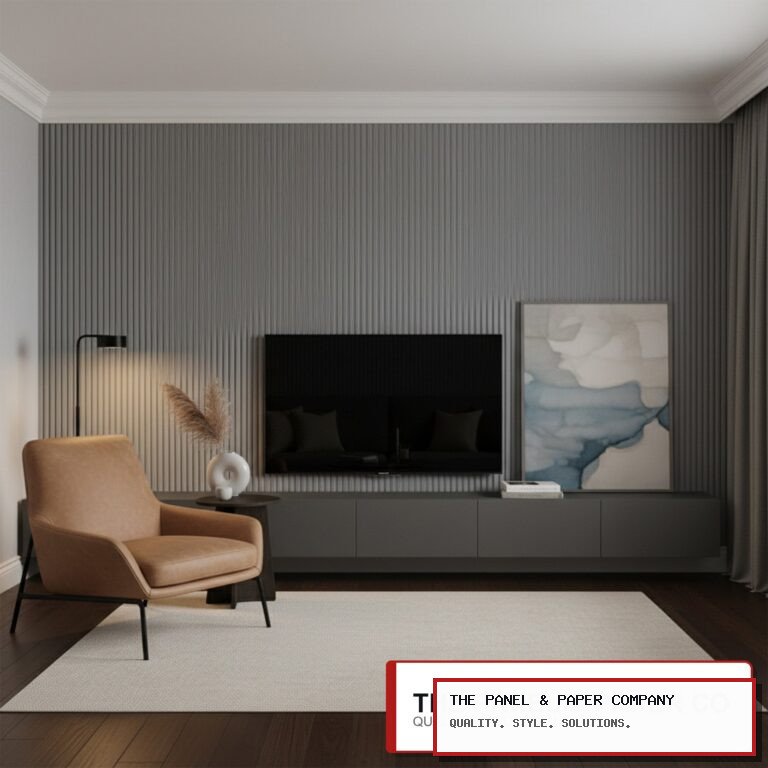 WPC 3D Fluted Panels - Matte Grey in London: London Area Guide in a UK interior