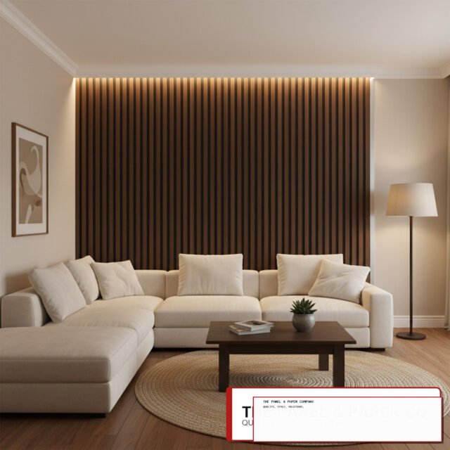 WPC 3D Slat Wall Panels 235x15.2cm (Set of 14) - Dark Oak - The Panel & Paper Co image 1