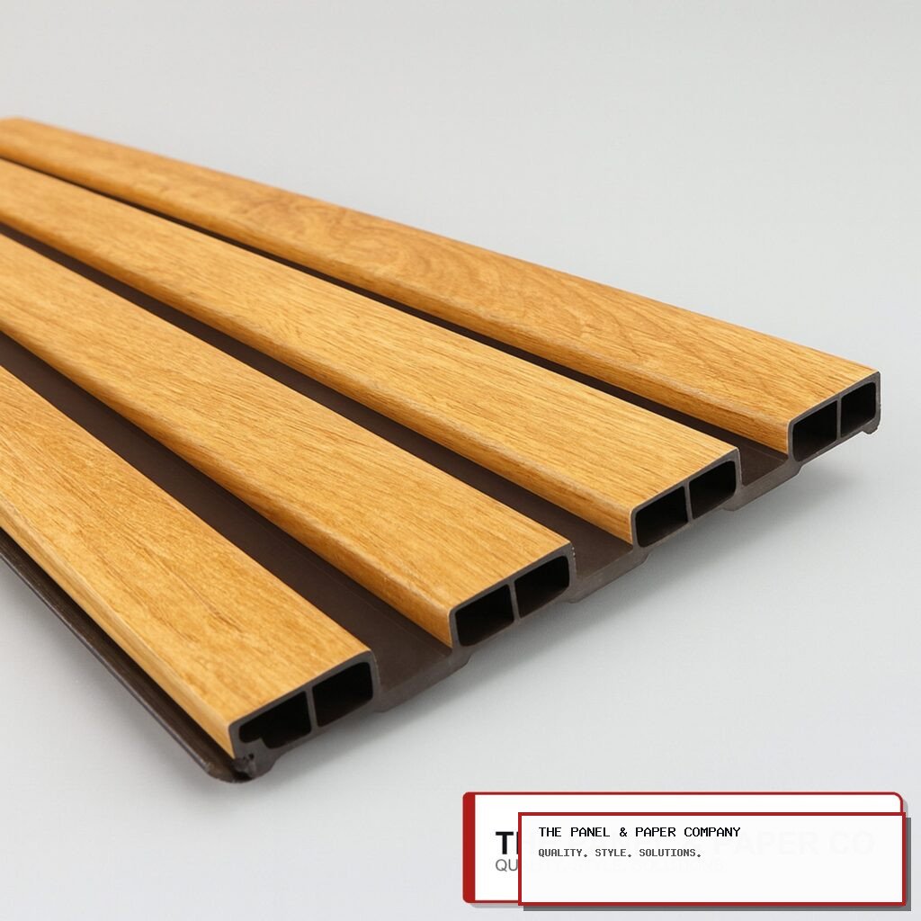 WPC 3D Slat Wall Panels 235x15.2cm - Light Oak in Stevenage: London Wall Panel Guide in a UK interior