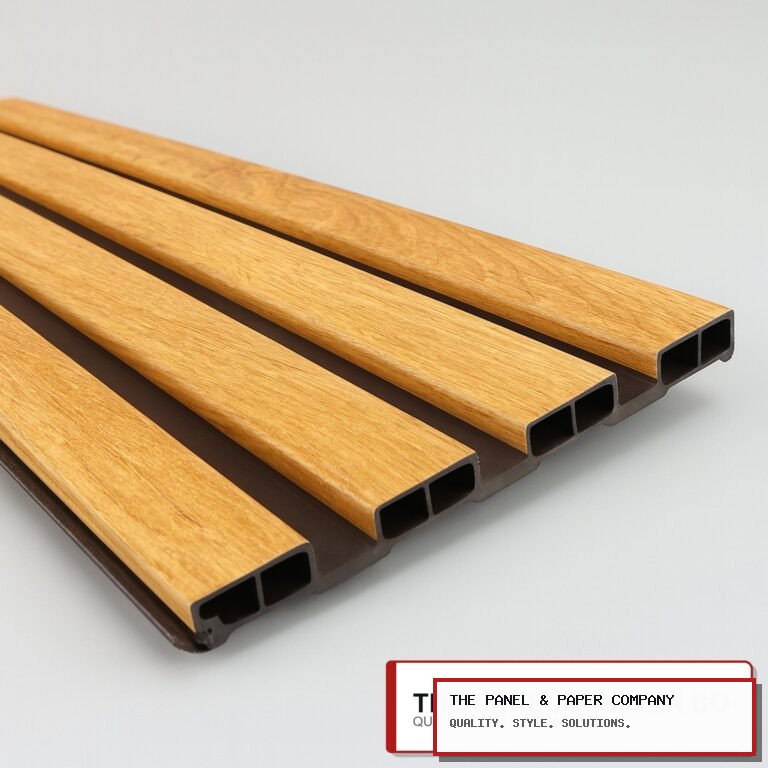 WPC 3D Slat Wall Panels 235x15.2cm - Light Oak in Stevenage: London Wall Panel Guide in a UK interior