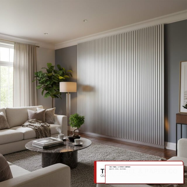 WPC 3D Slat Wall Panels 235x15.2cm (Set of 14) - Silver Chrome - The Panel & Paper Co image 1