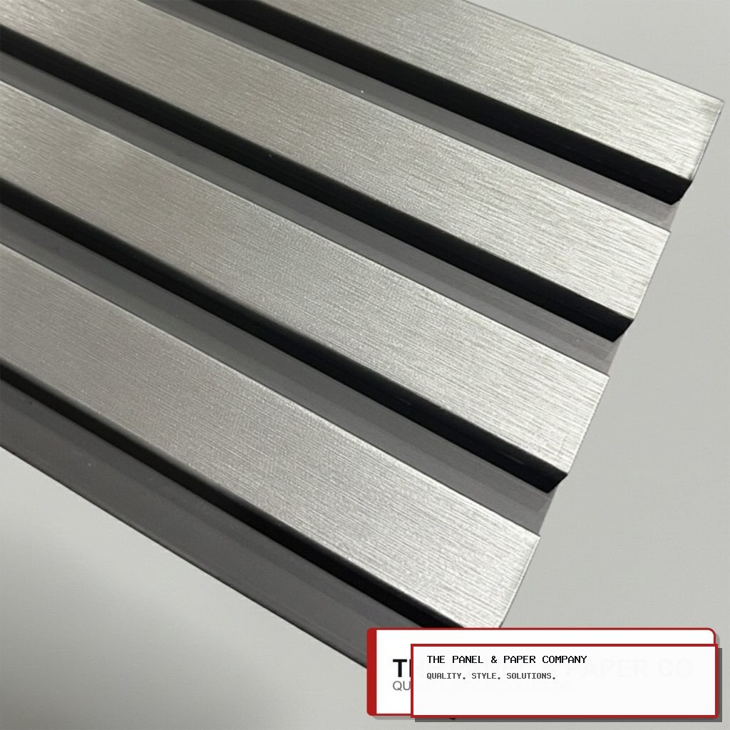 WPC 3D Slat Wall Panels 235x15.2cm - Silver Chrome in Twickenham: London Wall Panel Guide in a UK interior