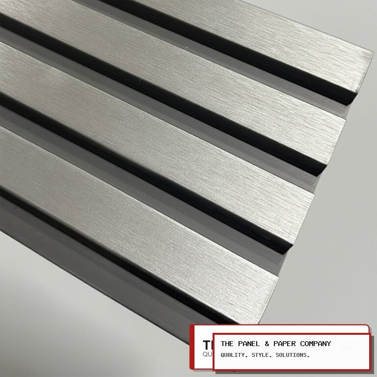 WPC 3D Slat Wall Panels 235x15.2cm - Silver Chrome in Twickenham: London Wall Panel Guide in a UK interior