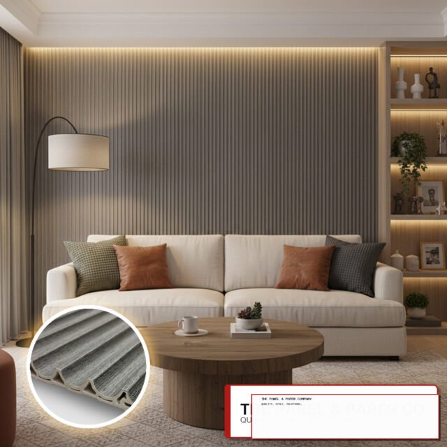 WPC 3D Wave Decorative Wall Panels 235x15.9cm (Set of 10) - Ash Grey - The Panel & Paper Co image 1