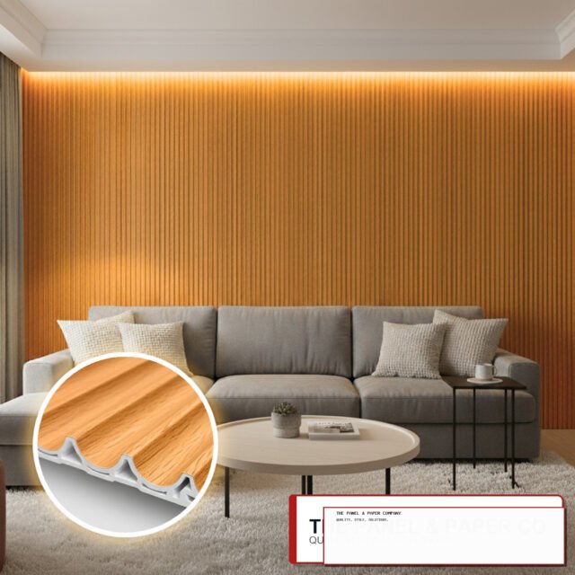 WPC 3D Wave Decorative Wall Panels 235x15.9cm (Set of 10) - Light Oak - The Panel & Paper Co image 1