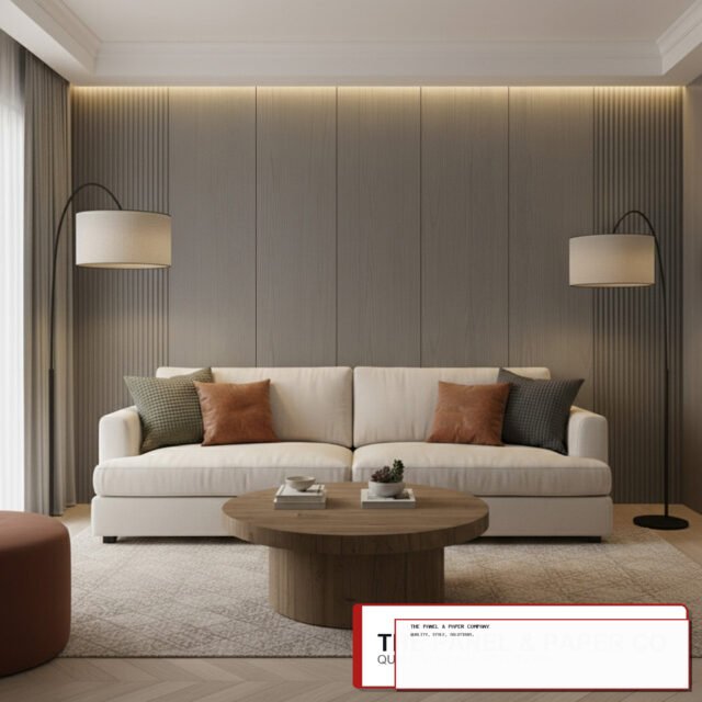 WPC Full Wall Set: 3D Wave & Flat Panels + 4 End Trims - Ash Grey - The Panel & Paper Co image 1