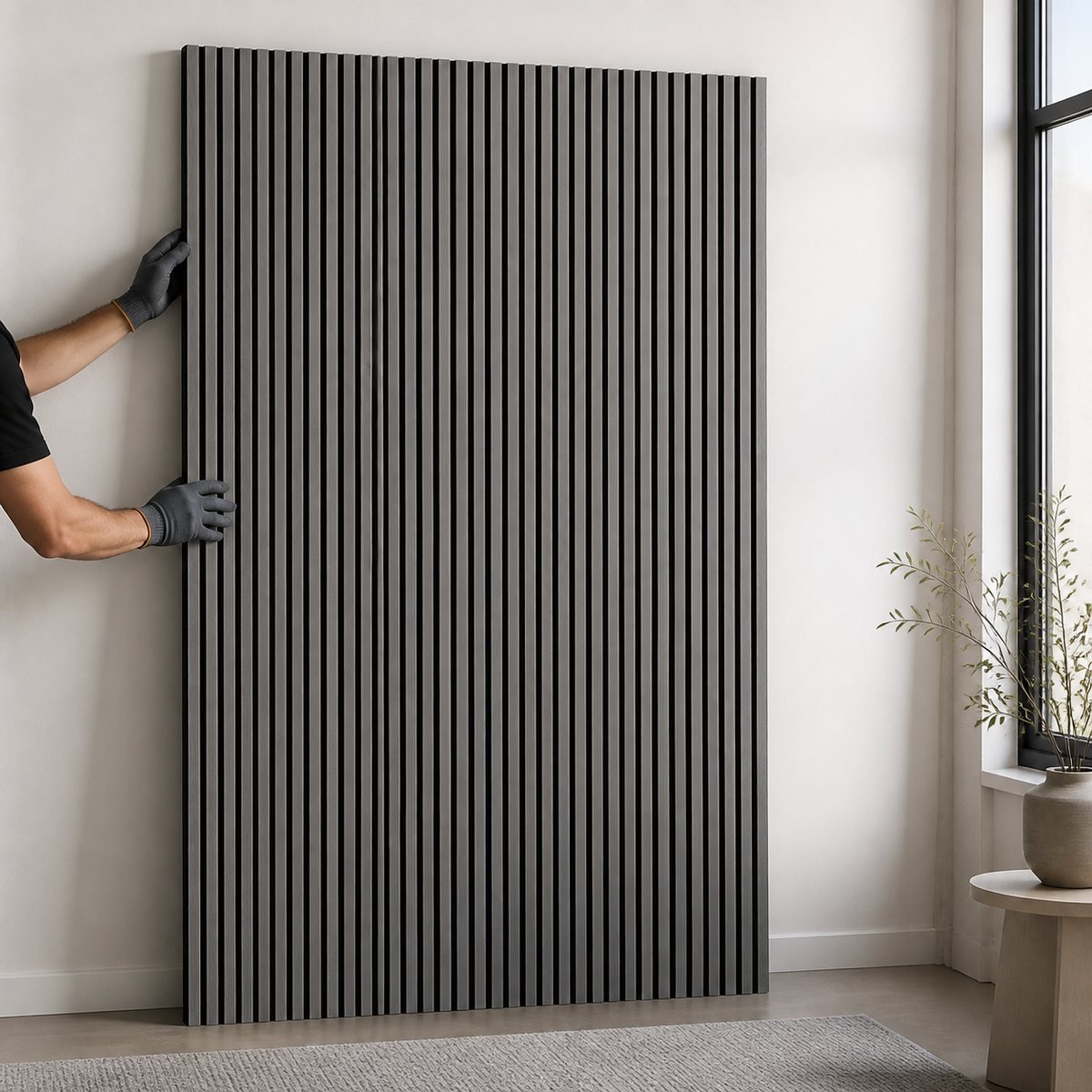 Light Grey acoustic wall panel full panel installation view
