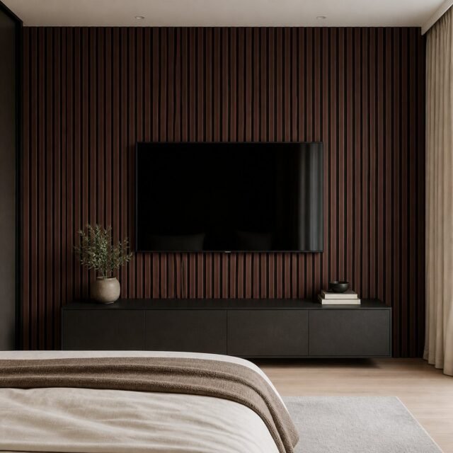 Dark Black Acoustic Wall Panel Sample in Reigate: London Area Guide in a UK interior