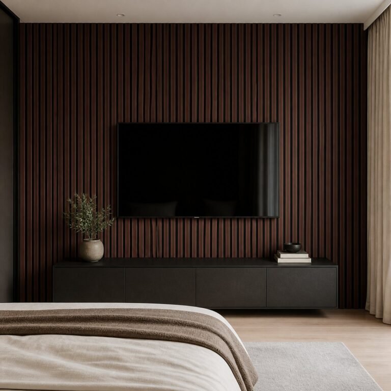 Dark Black Acoustic Wall Panel Sample in Reigate: London Area Guide in a UK interior
