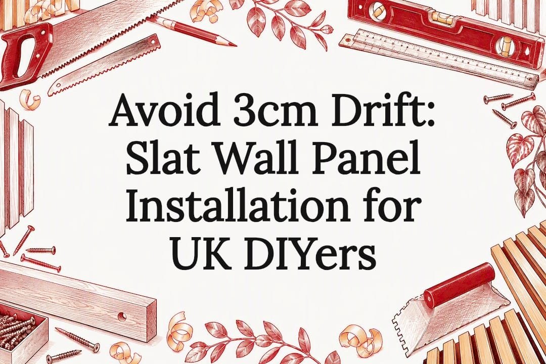 Decorative slat panel installation title card