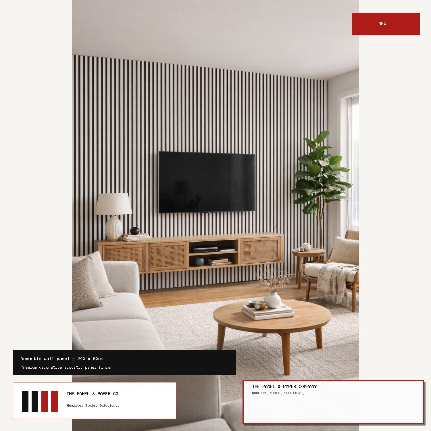 White Acoustic Wall Panel – 240 x 60cm
