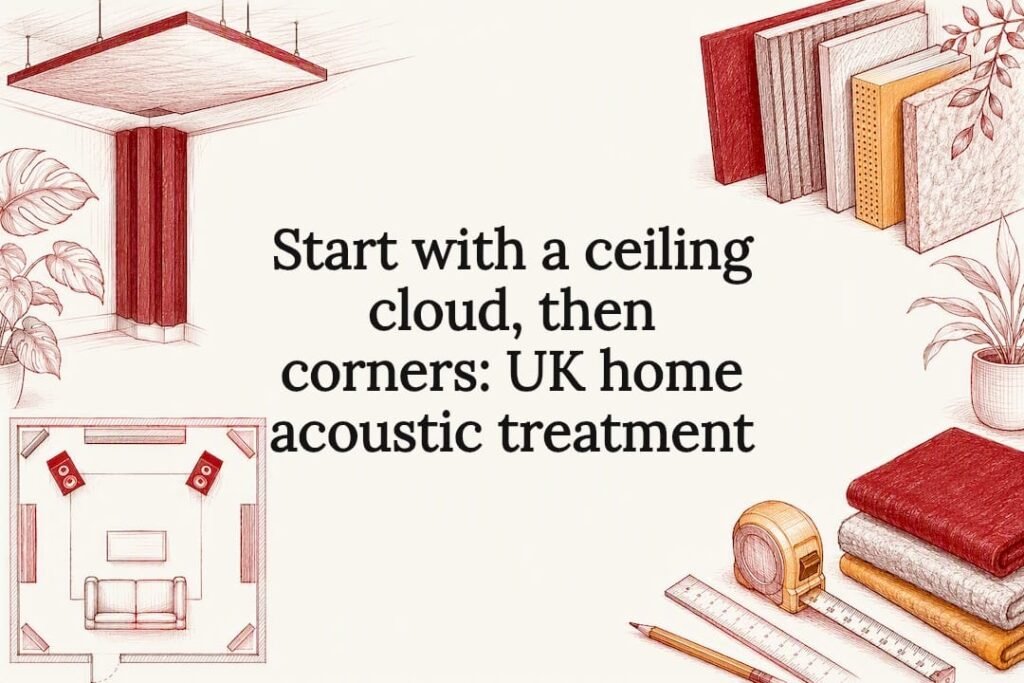 Decorative acoustic treatment title card illustration