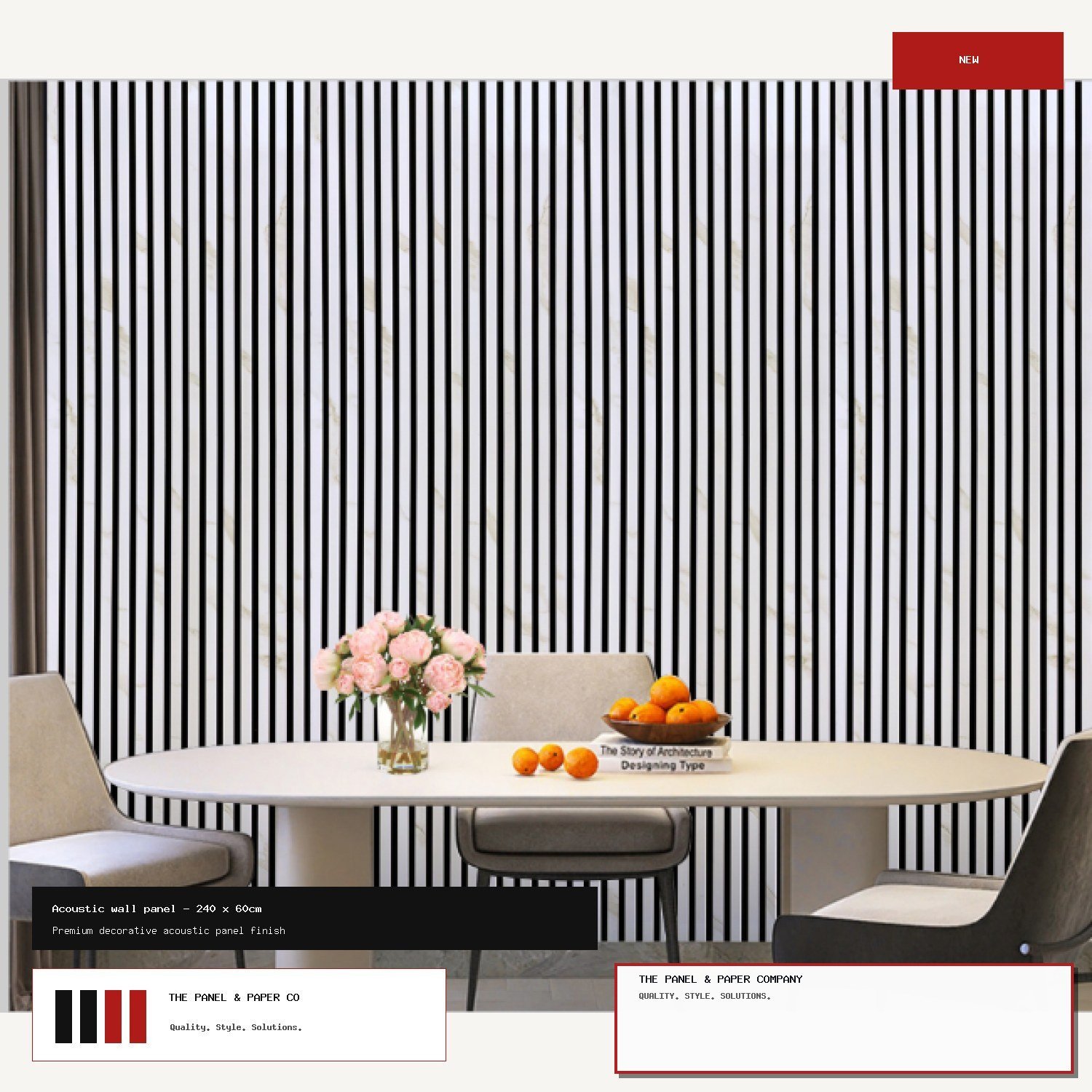 White Marble Acoustic Wall Panel – 240 x 60cm