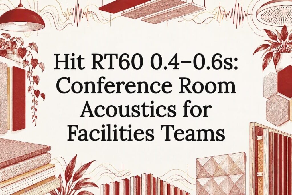 Decorative conference room acoustics title card