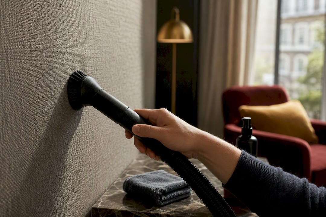 Soft-brush vacuum cleaning fabric acoustic panel